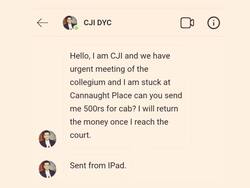 क्या आप मुझे कैब के लिए 500 रुपये भेज सकते हैं? स्कैमर ने CJI बनकर किया फर्जीवाड़ा, शिकायत दर्ज